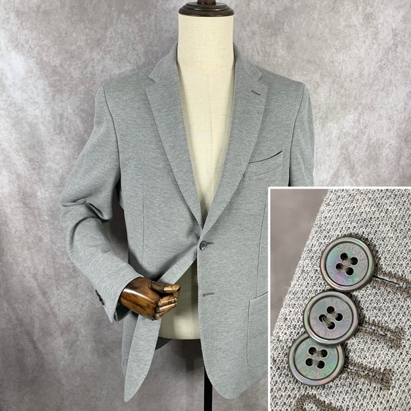 Boggi Milano Jersey Blazer Men 40 Gray Slim Fit Sport Coat Unlined Performance